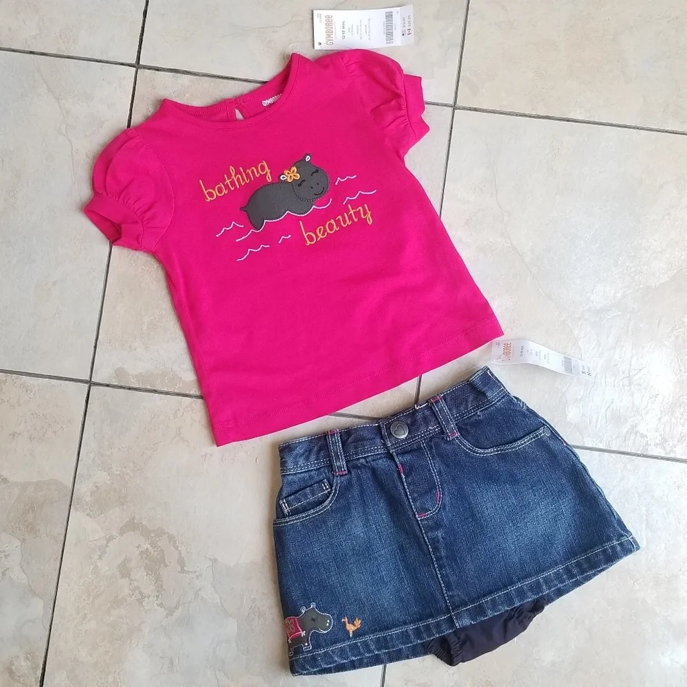 Gymboree Bathing Beauty Hippo 3 Piece Outfit
